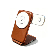 Load image into Gallery viewer, Phone Magnetic Leather Hub 3-in-1 Wireless Charger