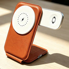 Load image into Gallery viewer, Phone Magnetic Leather Hub 3-in-1 Wireless Charger
