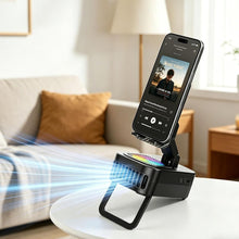 Load image into Gallery viewer, BreezyBeats 3-in-1 Station with Bluetooth Speaker, Mini Fan and Phone Holder