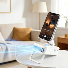 Load image into Gallery viewer, BreezyBeats 3-in-1 Station with Bluetooth Speaker, Mini Fan and Phone Holder